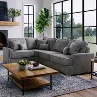 City 5-Seater Left Hand Corner Sofa - Grey, Chenille