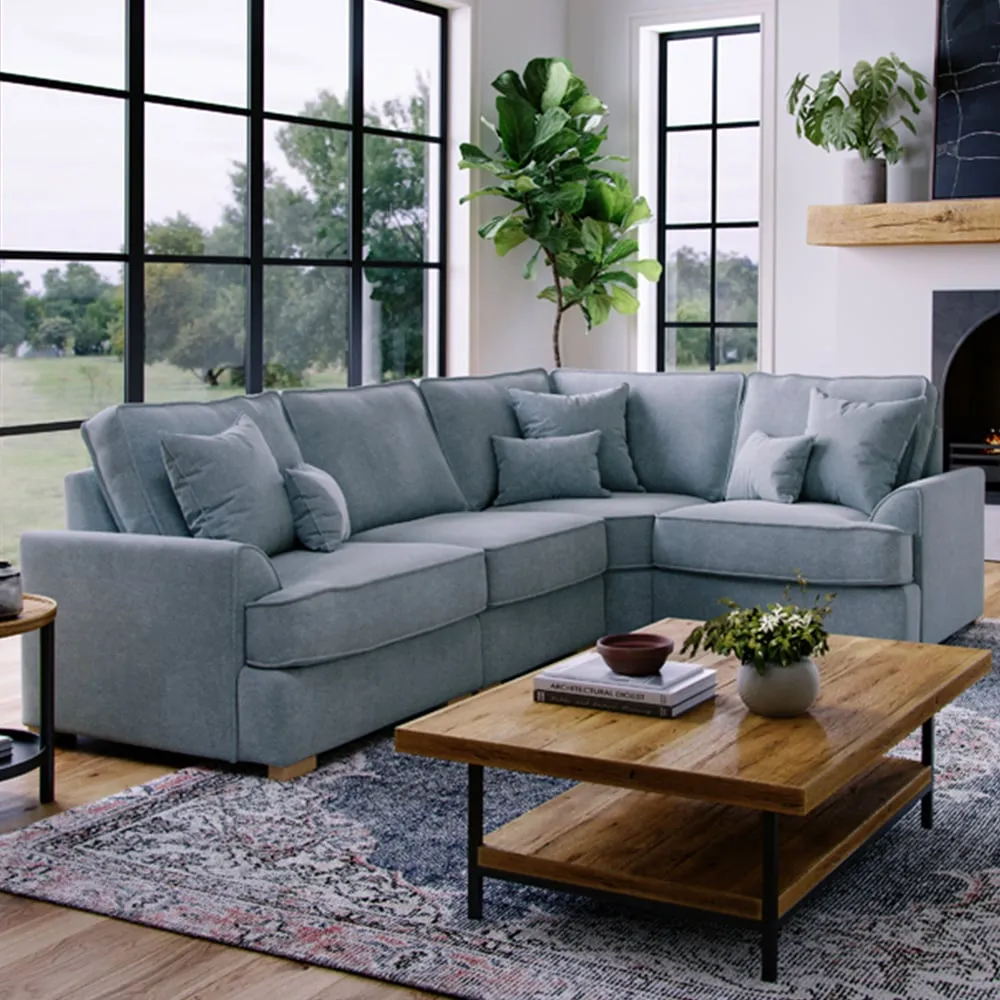 City 5-Seater Left Hand Corner Sofa - Grey, Chenille