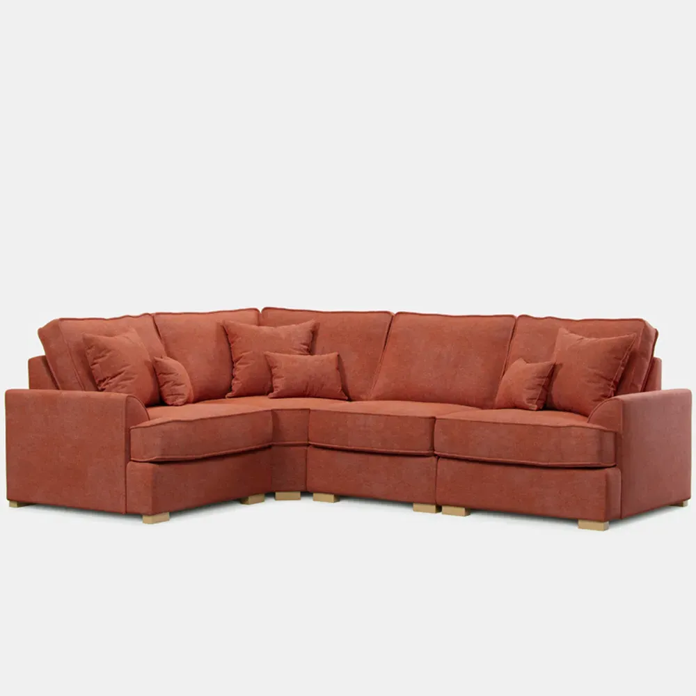 City 5-Seater Left Hand Corner Sofa - Pink, Chenille