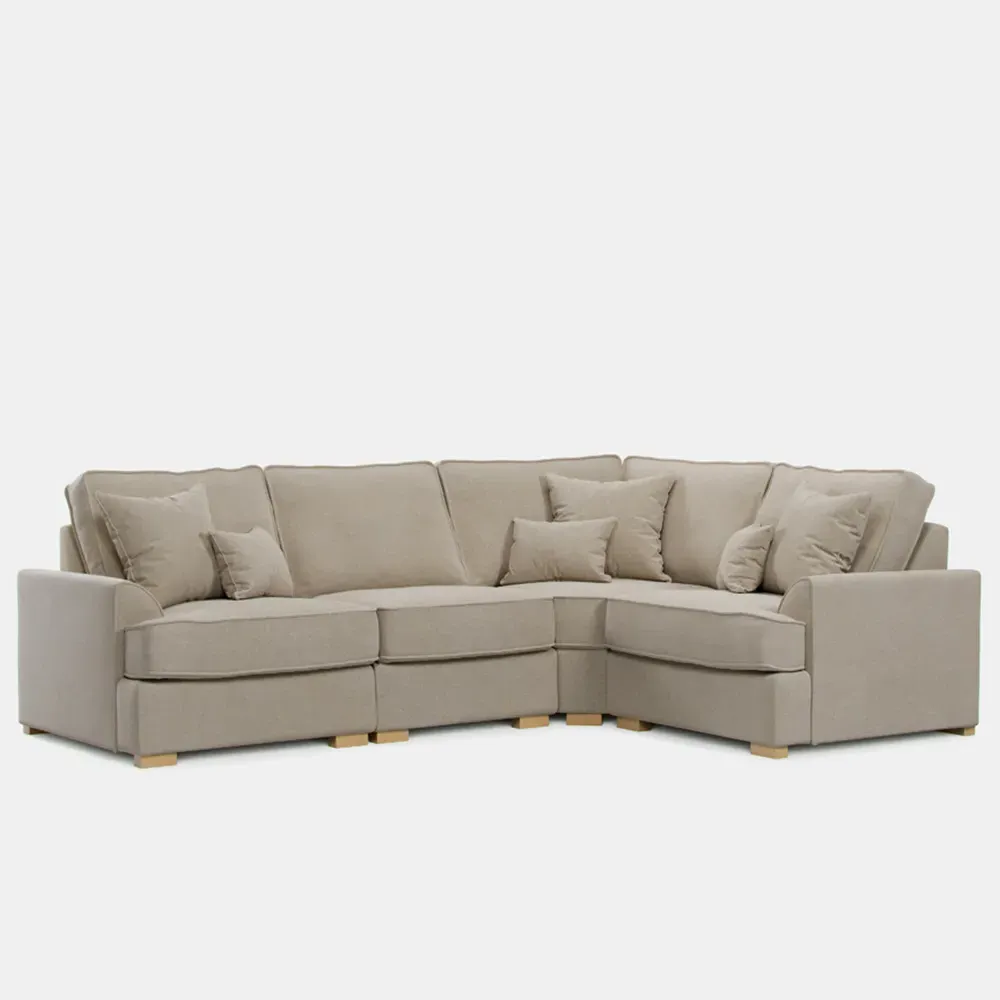 City 5-Seater Right Hand Corner Sofa - Beige, Chenille
