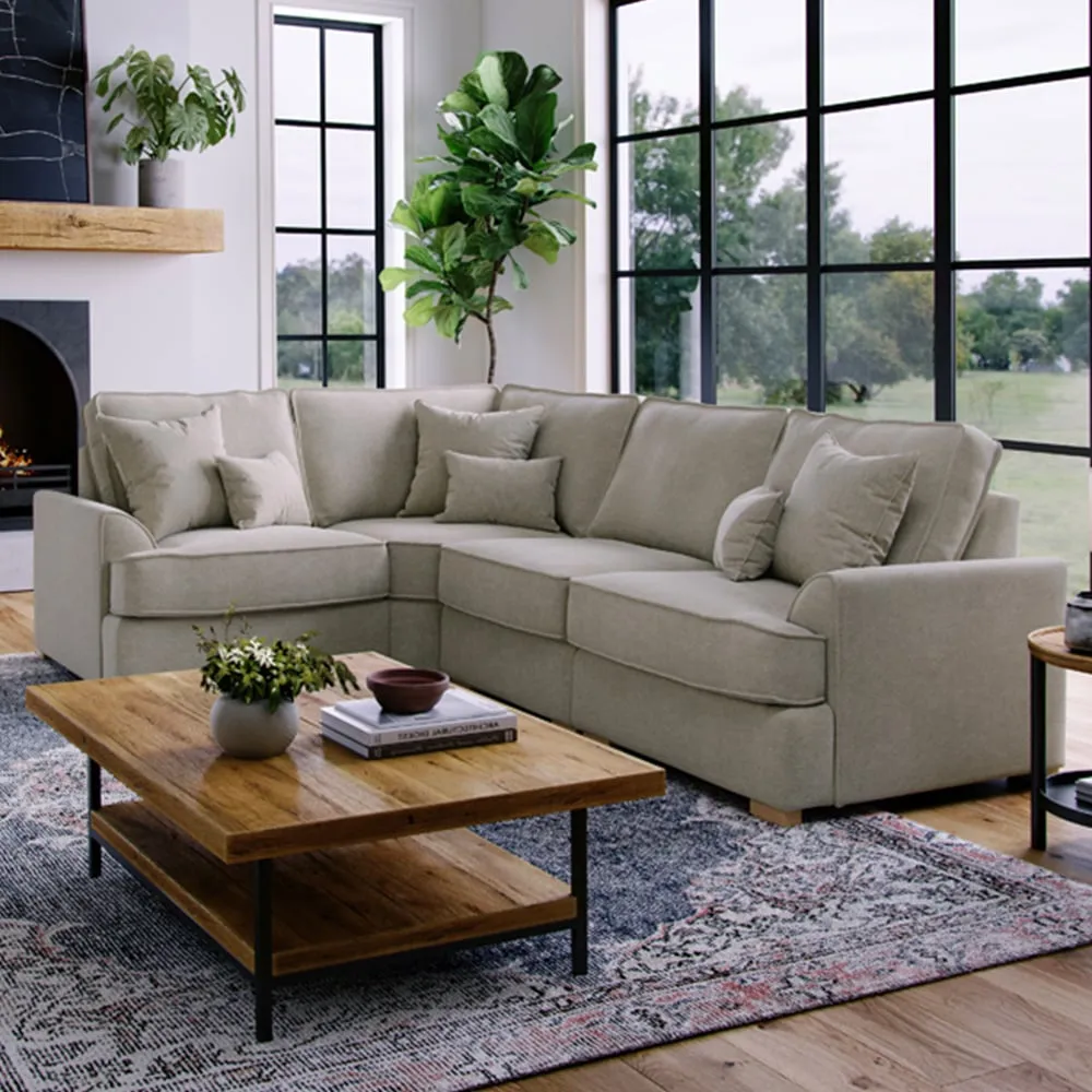 City 5-Seater Right Hand Corner Sofa - Beige, Chenille