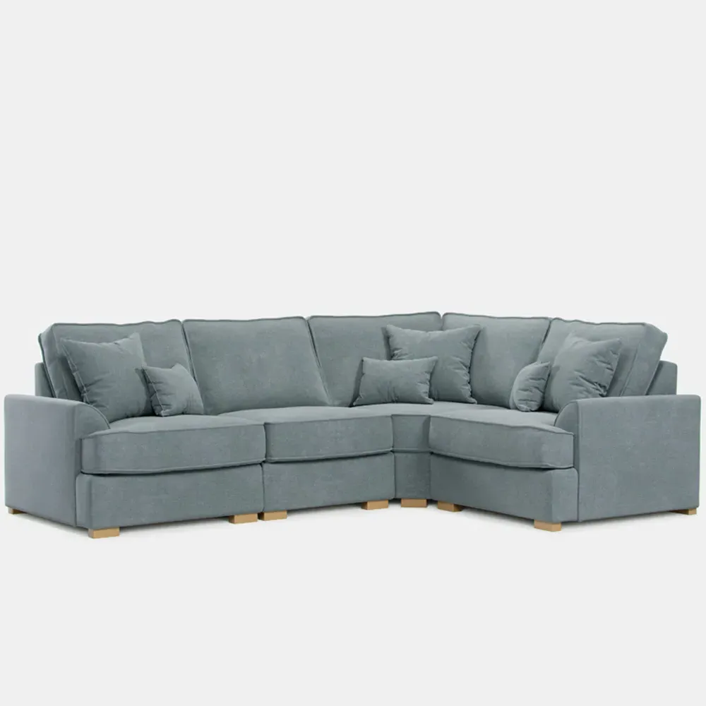 City 5-Seater Right Hand Corner Sofa - Blue, Chenille