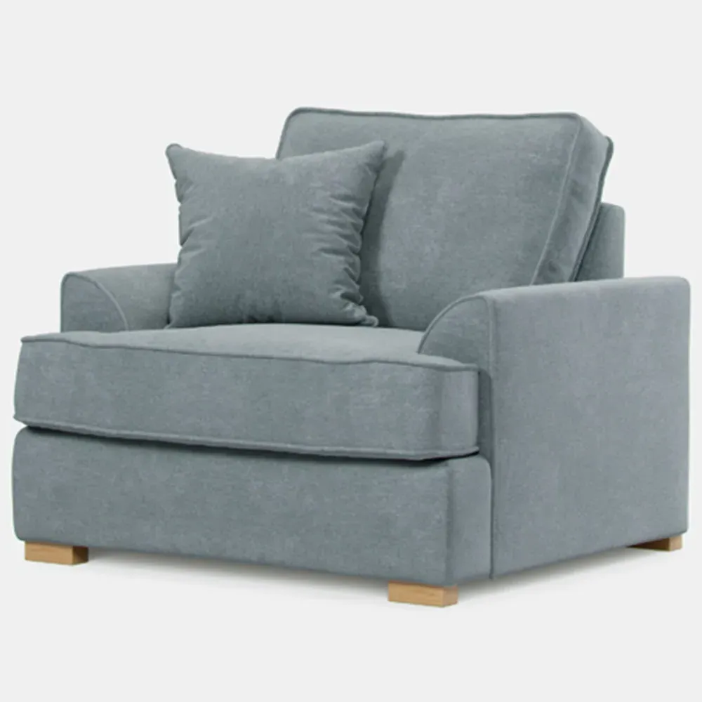 City Fine Blue Fabric Armchair - Grey, Chenille
