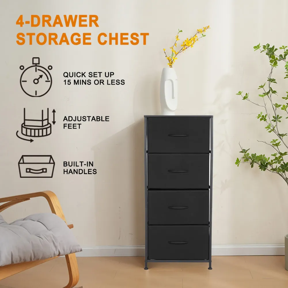 4 Drawer Chest of Drawers - Black, Steel