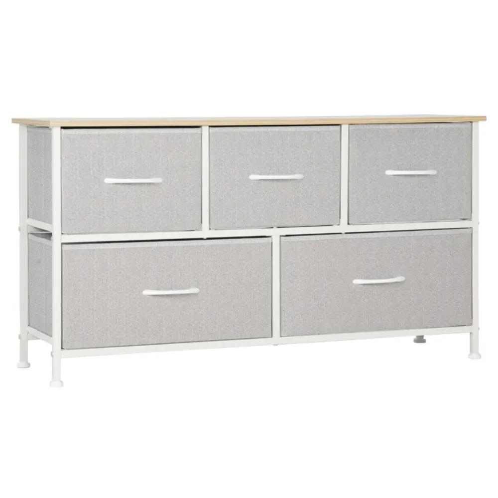 5 Drawer Chest of Drawers with Wood Top - White, Steel