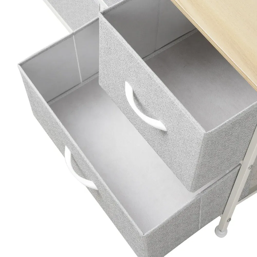 5 Drawer Chest of Drawers with Wood Top - White, Steel