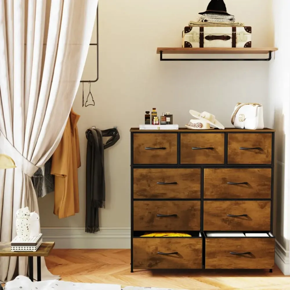 9 Drawer Chest of Drawers - Vintage Brown