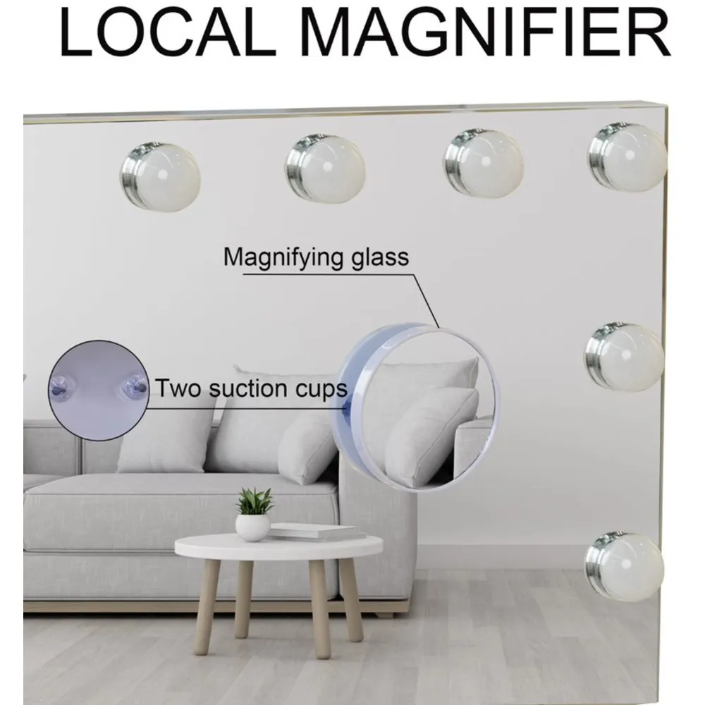 Alivio Hollywood Vanity Mirror with 15 LED Bulbs - White