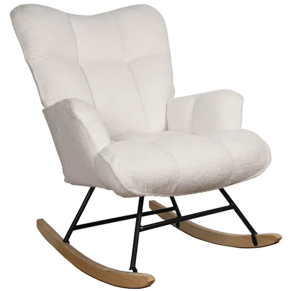Alivio Rocking Chair - White, Teddy Fabric