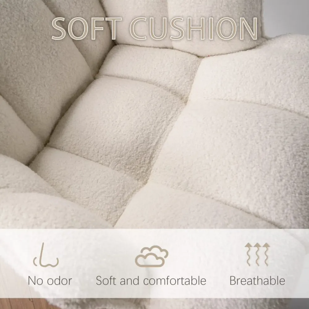 Alivio Rocking Chair - White, Teddy Fabric