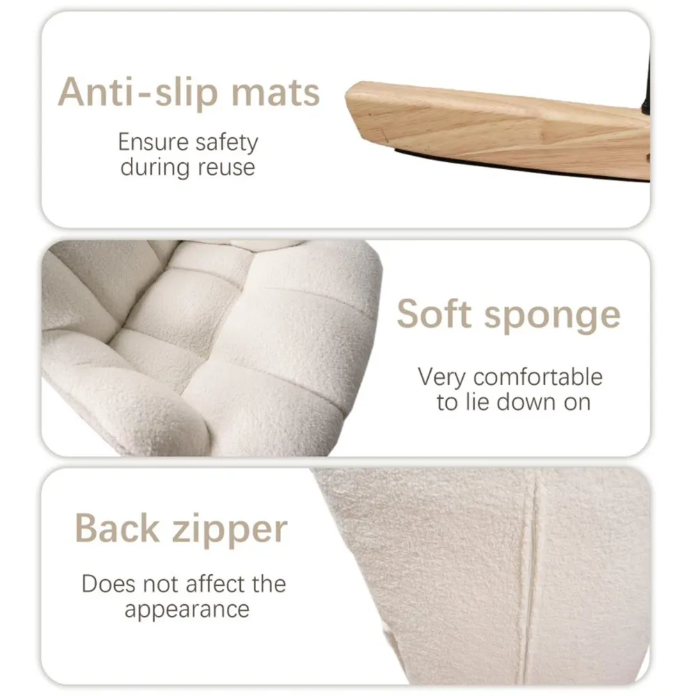 Alivio Rocking Chair - White, Teddy Fabric