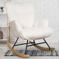 Alivio Rocking Chair - White, Teddy Fabric