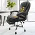 Swivel Massage Office Chair with Footrest - Black, PU Leather