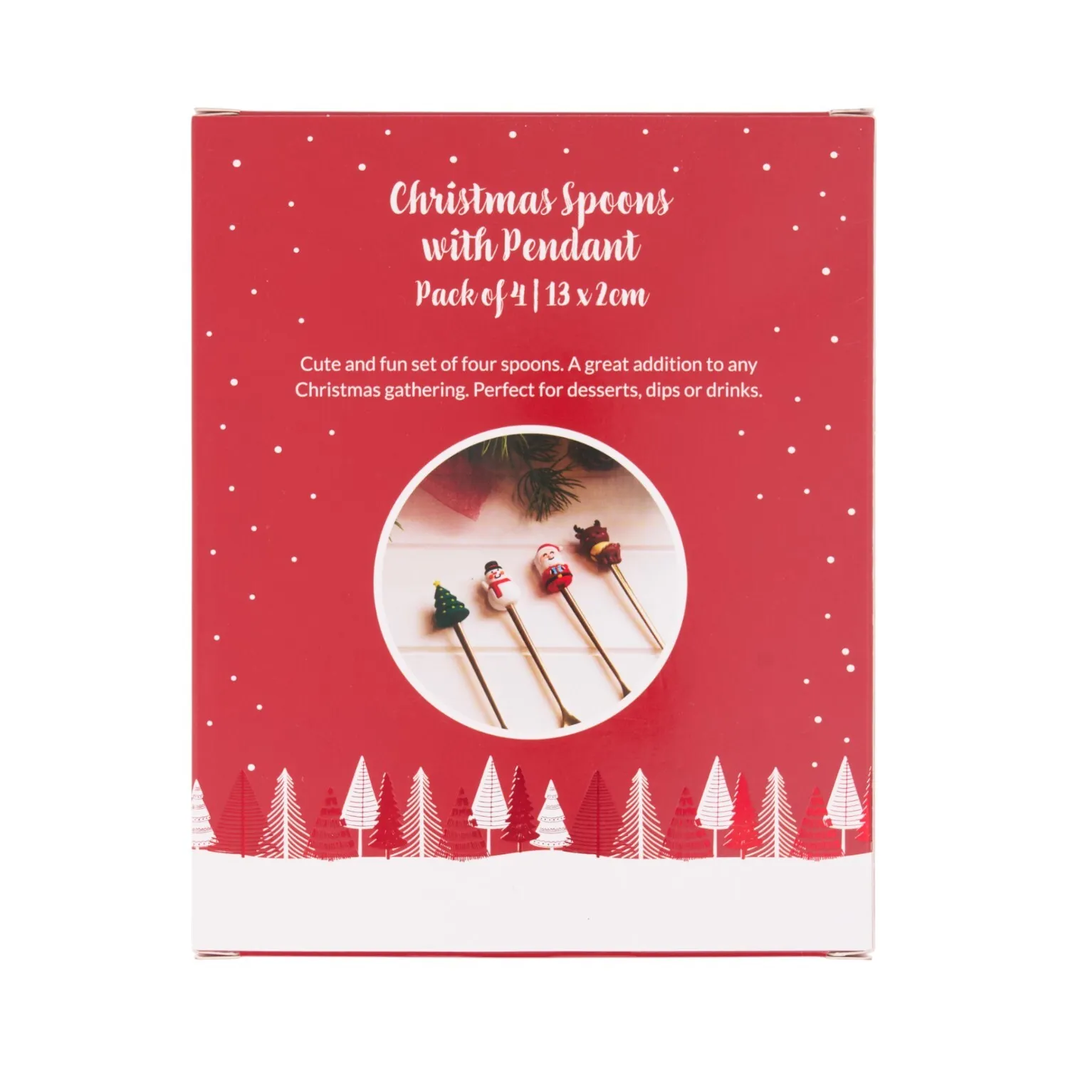 4 Piece Christmas Spoons with Pendant Set - Gold