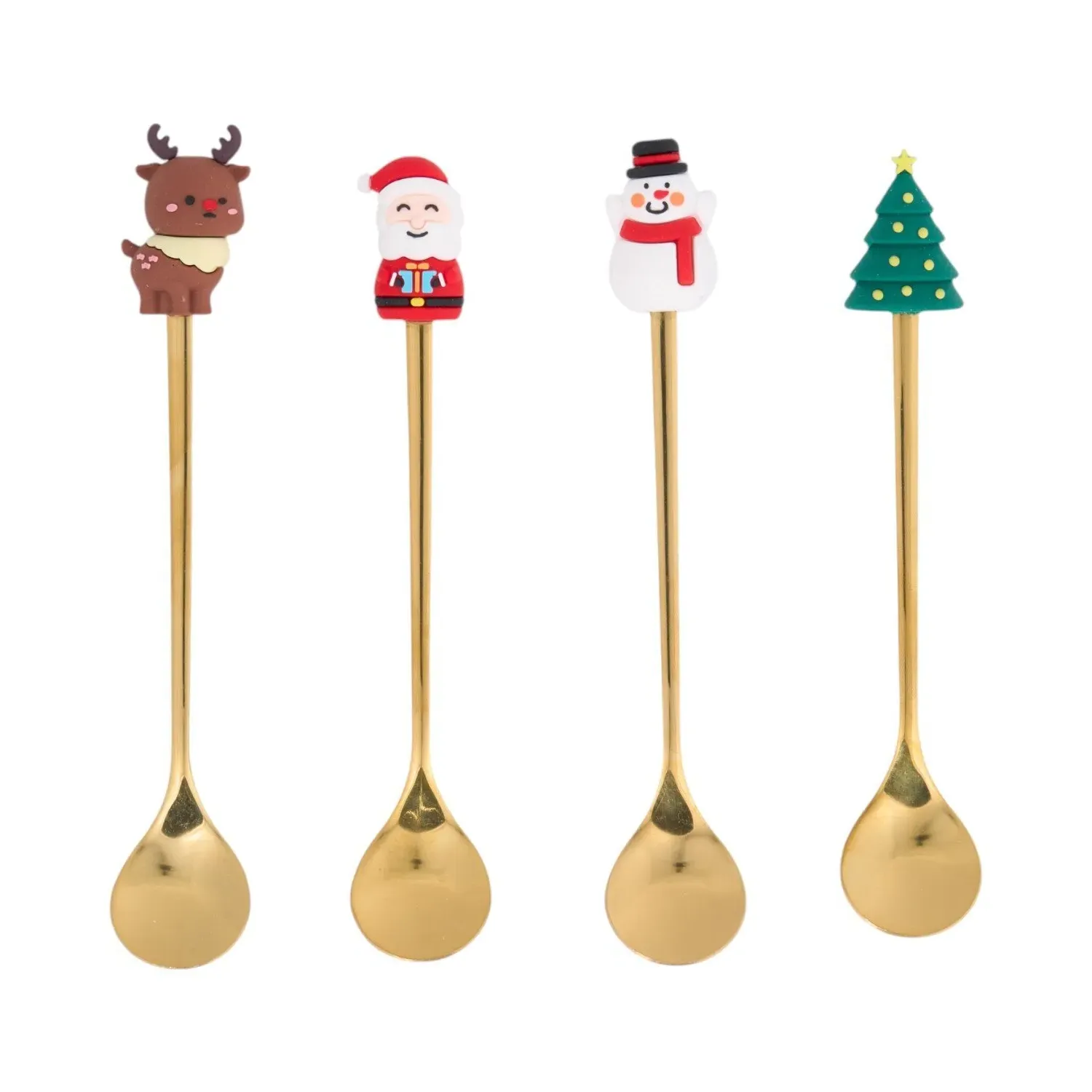 4 Piece Christmas Spoons with Pendant Set - Gold image