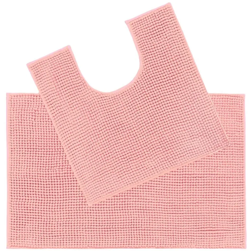 2 Piece Chenille Bath Mat and Pedestal Set - Pink image