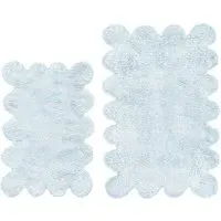 2 Piece Scallop Bath Mat Set - Blue, Cotton