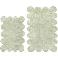2 Piece Scallop Bath Mat Set - Green, Cotton