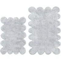 2 Piece Scallop Bath Mat Set - Grey, Cotton