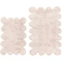 2 Piece Scallop Bath Mat Set - Pink, Cotton