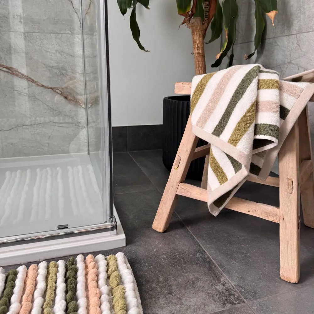 Cali Striped Bath Sheet - Green, Cotton