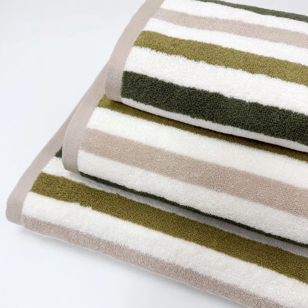Cali Striped Bath Sheet - Green, Cotton