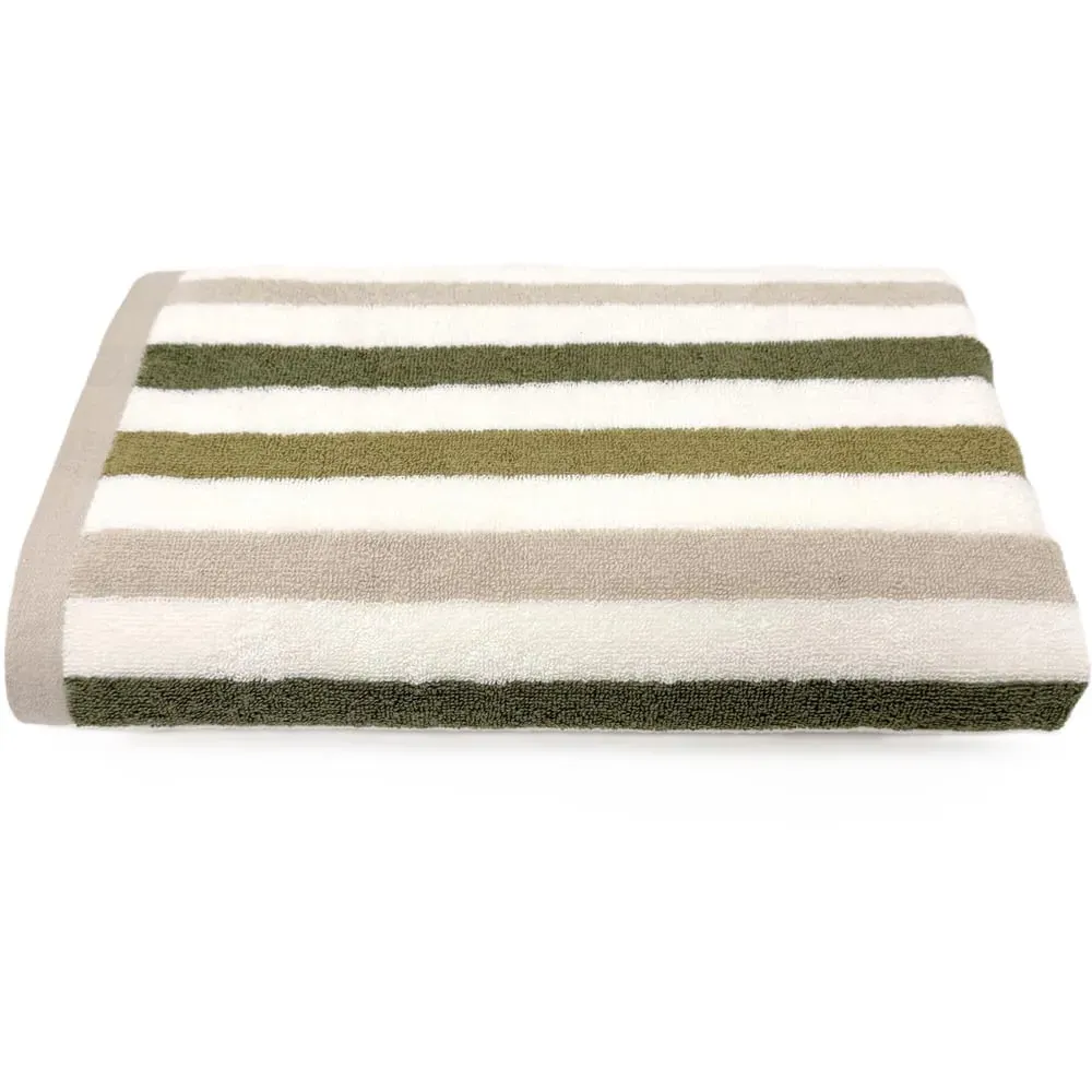 Cali Striped Bath Sheet - Green, Cotton image
