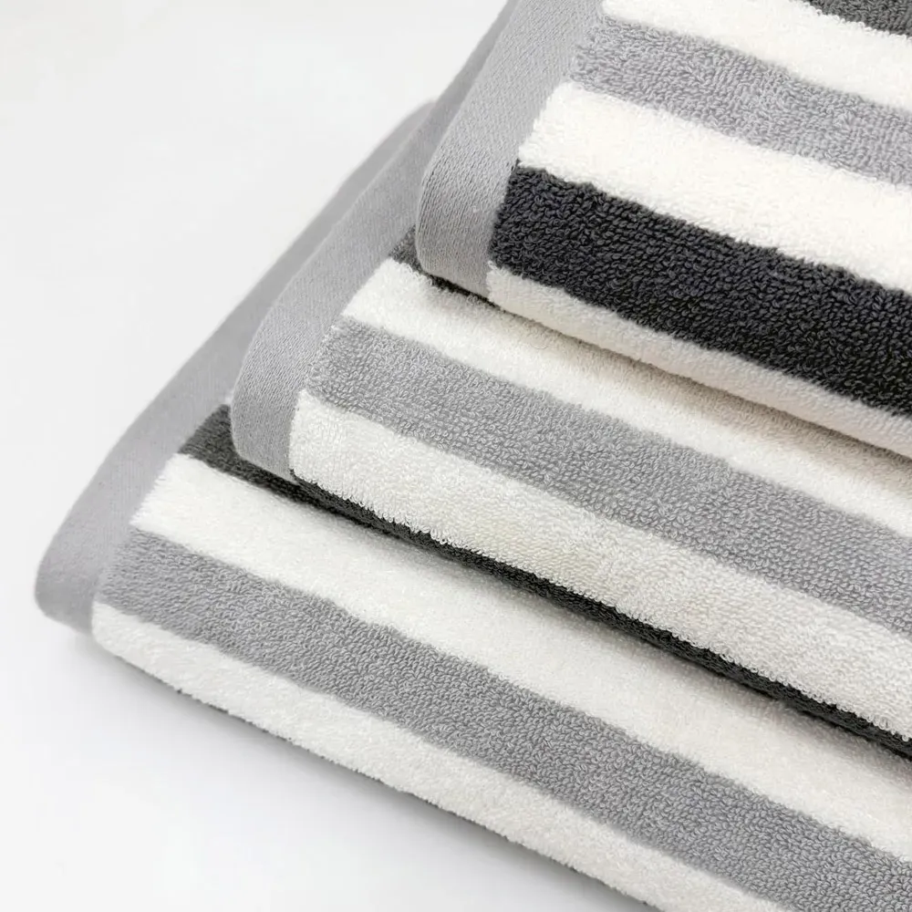 Cali Striped Bath Sheet - Grey, Cotton