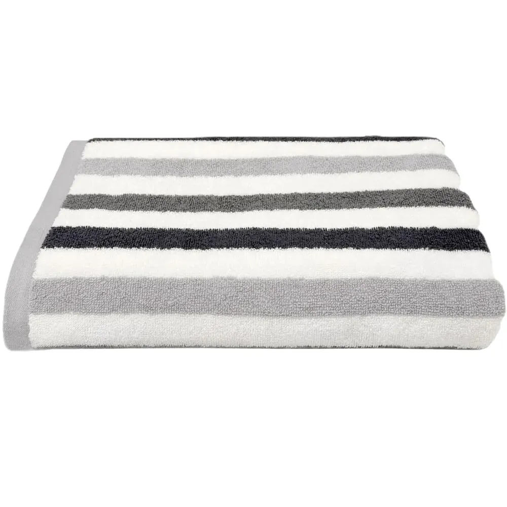 Cali Striped Bath Sheet - Grey, Cotton