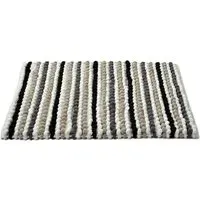 California Monochrome Striped Chunky Bobble Bath Mat - Grey