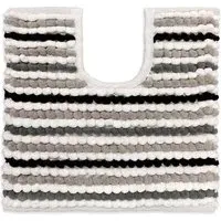 California Monochrome Striped Chunky Bobble Pedestal Mat - Grey