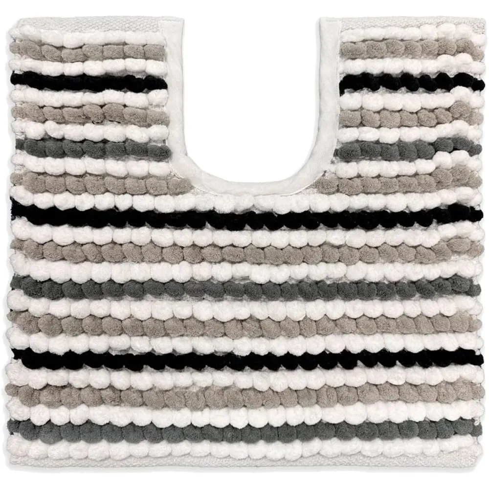 California Monochrome Striped Chunky Bobble Pedestal Mat - Grey image