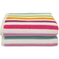 California Striped Bath Towel 2 Pack - Multi, Cotton