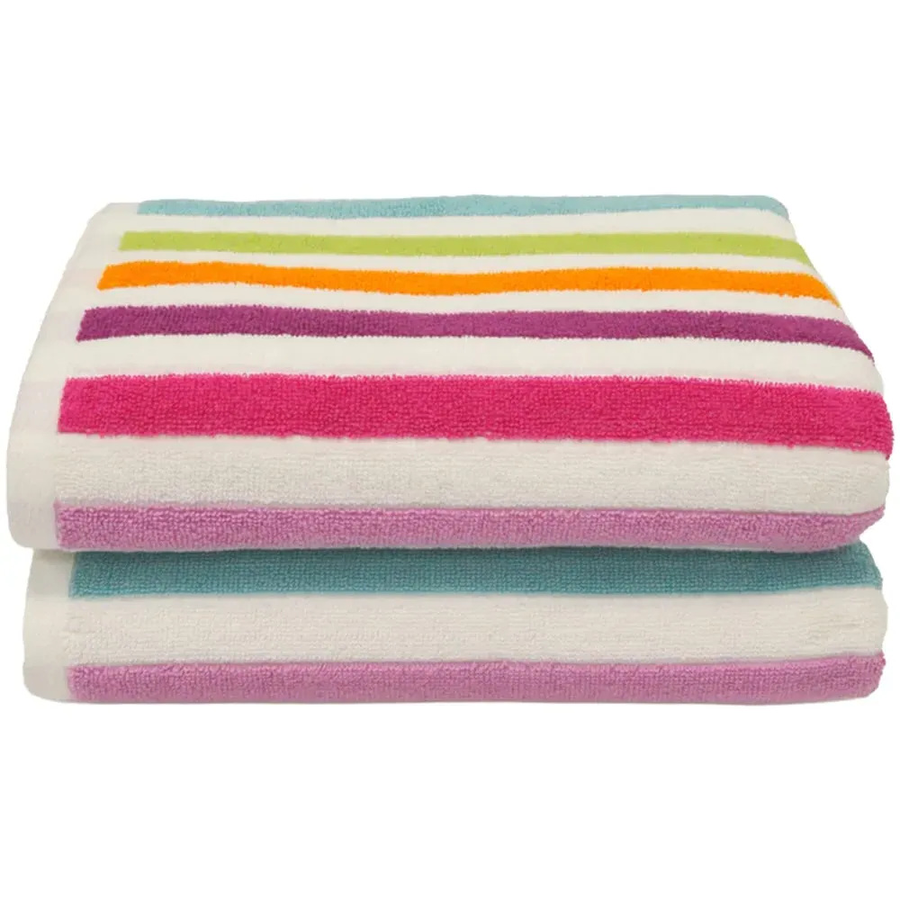 California Striped Bath Towel 2 Pack - Multi, Cotton