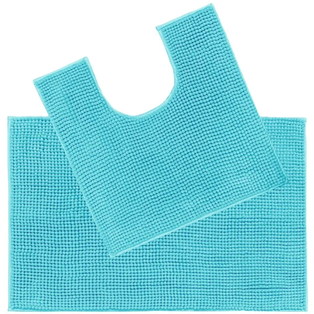 Chenille Bobble Bath Mat and Pedestal Set 2 Piece - Green