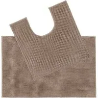 Chenille Bobble Bath Mat and Pedestal Set 2 Piece - Mocha