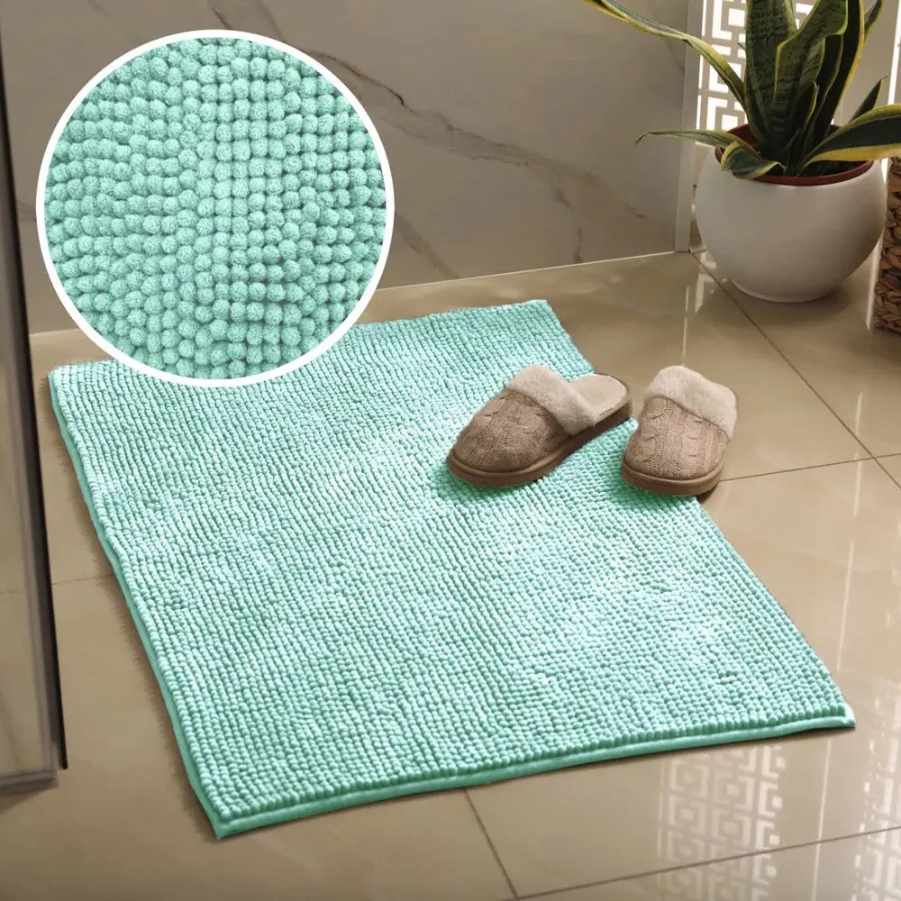 Chenille Bobble Bath Mat - Duck Egg