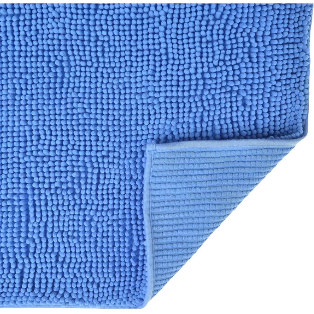 Chenille Non-Slip Bath Mat - Blue, Microfibre