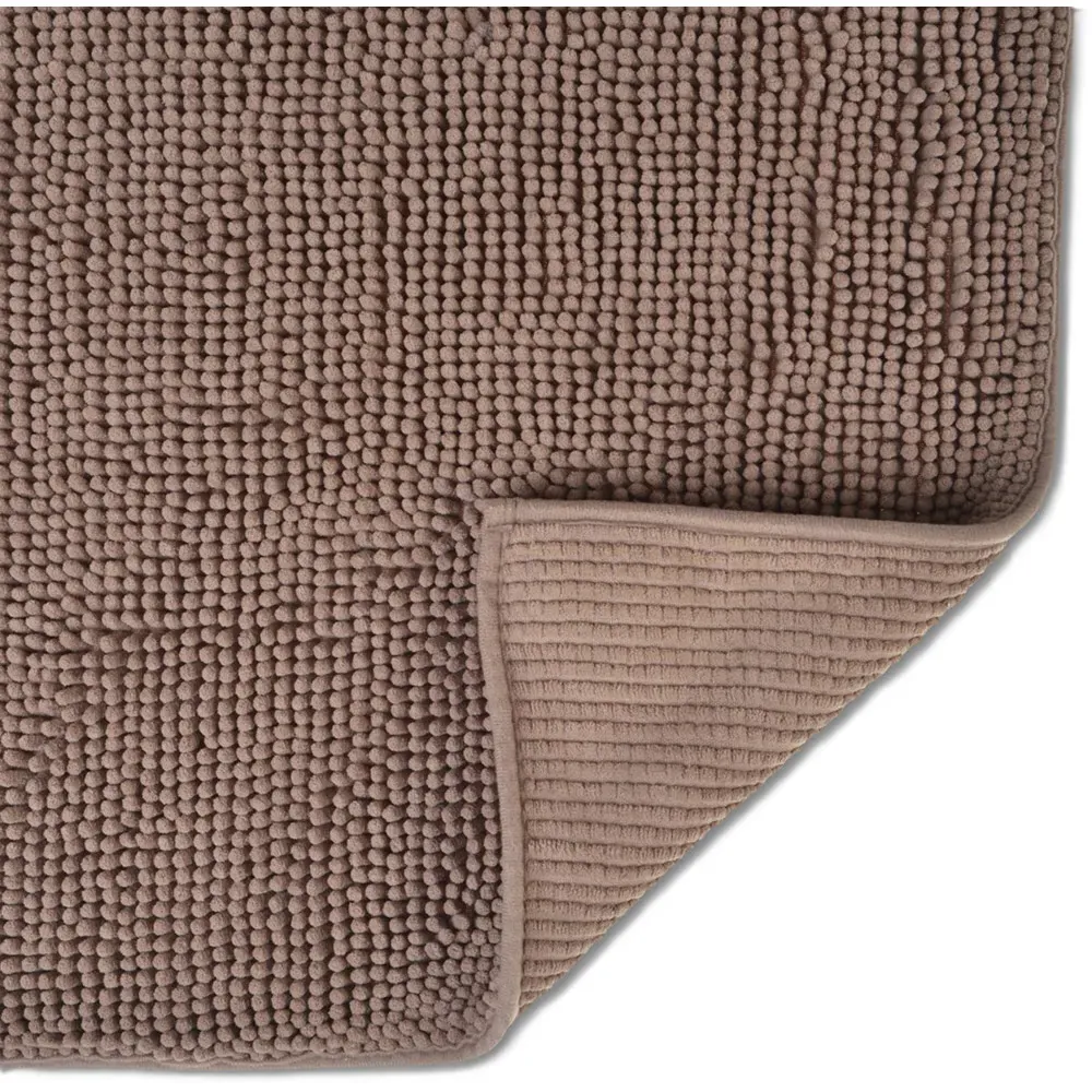 Chenille Non-Slip Bath Mat - Brown, Microfibre