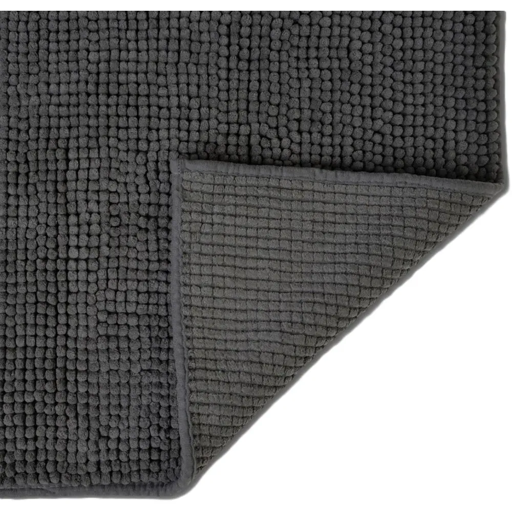 Chenille Non-Slip Bath Mat - Grey, Microfibre