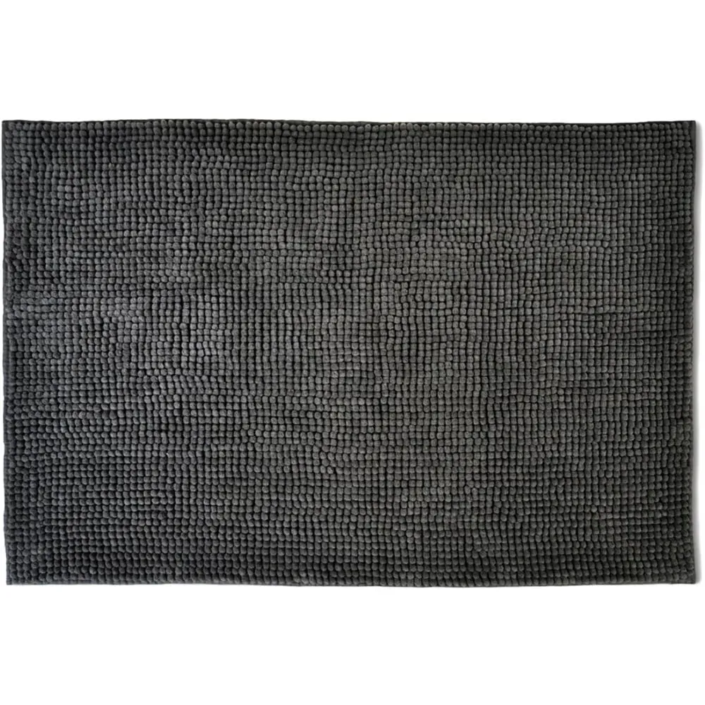 Chenille Non-Slip Bath Mat - Grey, Microfibre