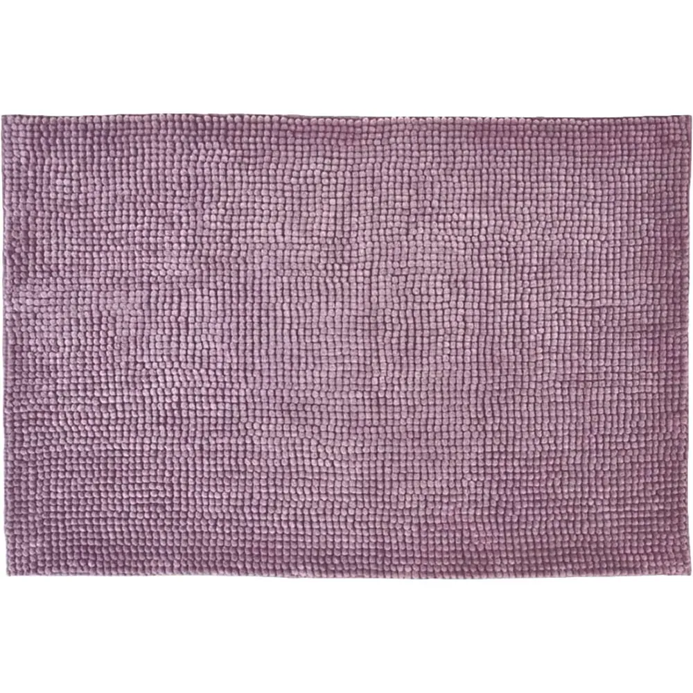 Chenille Non-Slip Bath Mat - Purple, Microfibre