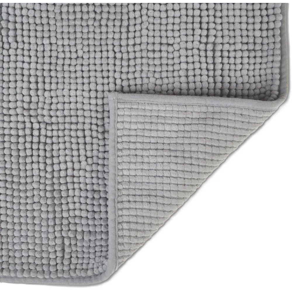 Chenille Non-Slip Bath Mat - Silver, Microfibre