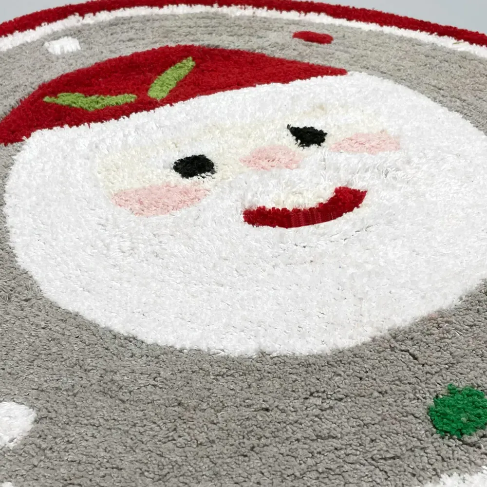 Christmas Santa Round Bath Mat - Red