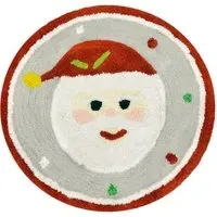 Christmas Santa Round Bath Mat - Red