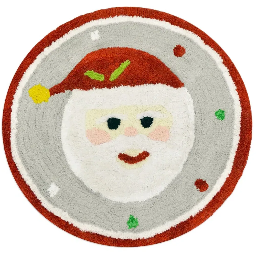 Christmas Santa Round Bath Mat - Red