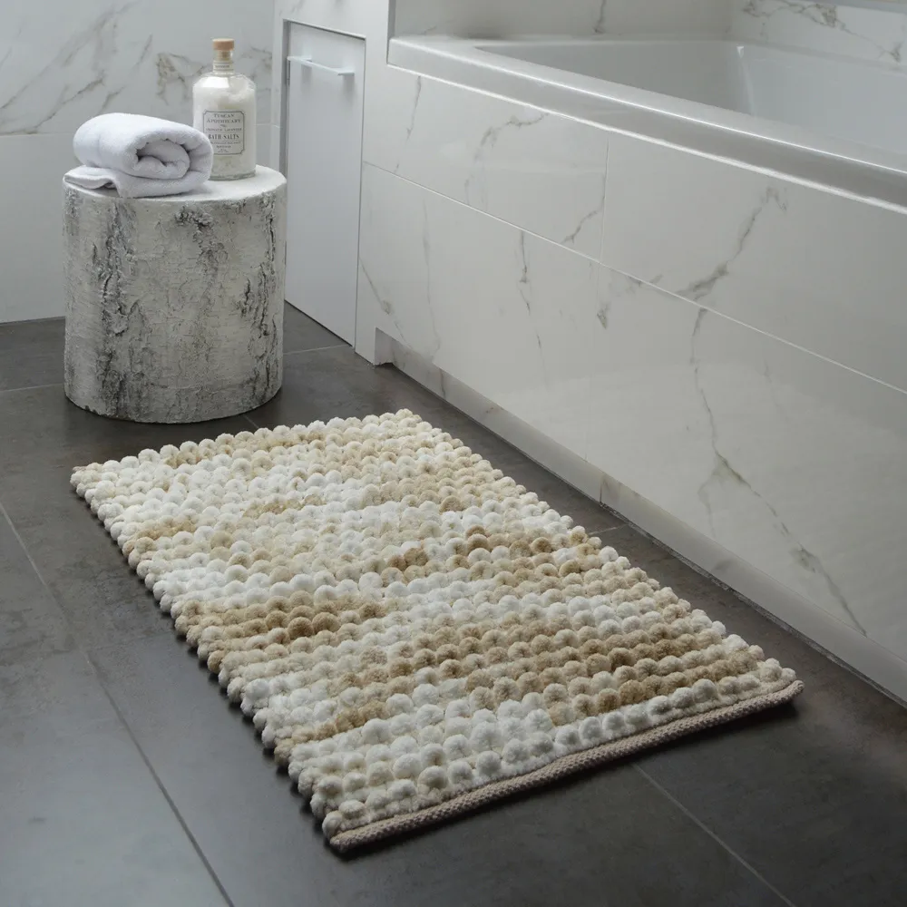 Chunky Bobble Non Slip Bath Mat - Brown, Marble Effect