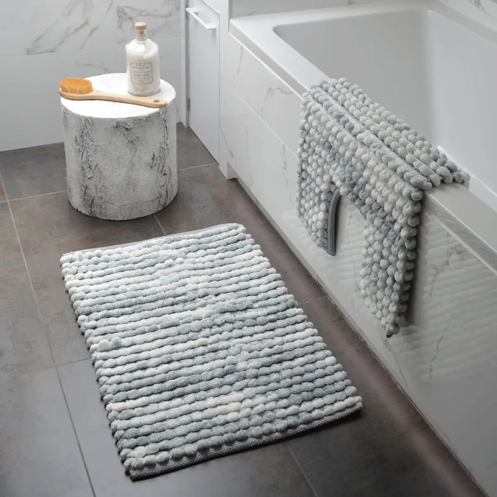 Chunky Bobble Toilet Mat with Cutout - Grey Marble