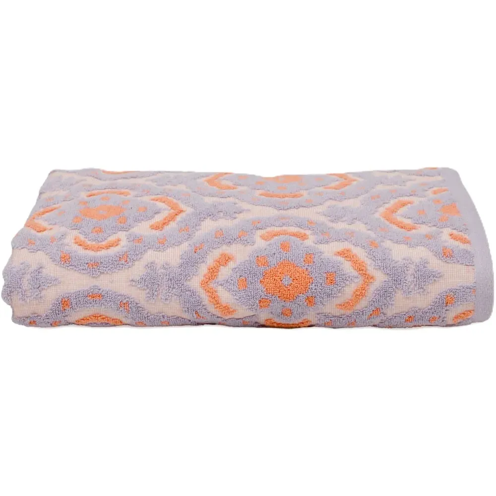 Cotton Ikat Sculpted Bath Sheet - Purple