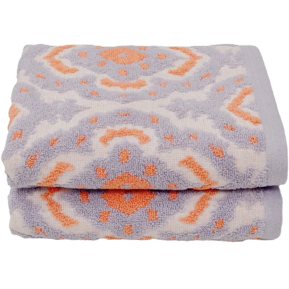 Cotton Ikat Sculpted Hand Towel 2 Pack - Purple image